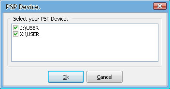 Window of PSP device connected