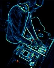 DJ en líneas azules