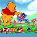 Pooh regando el Jardín