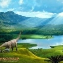 Dinosaurio camino al lago