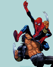 Spider Man combatiendo con Wolverin