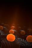 Esferas Naranjas sobre fibras de Carbón