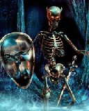 Esqueleto con cuernos y Escudo