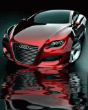 Audi rojo frente a el agua