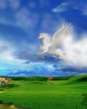 Caballo con alas volando