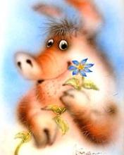 Cerdito con una flor