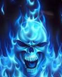 Calavera ardiendo en fuego Azul