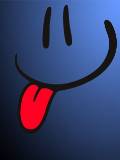 Emoticón Azul muestra su Lengua