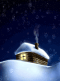 Nevando sobre una casa animación