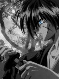 Joven con espada de samurai