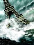 Torre Eiffel arrastrada por el agua