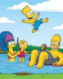 Familia Simpson en una piscina