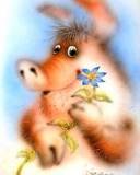 Cerdito con una flor
